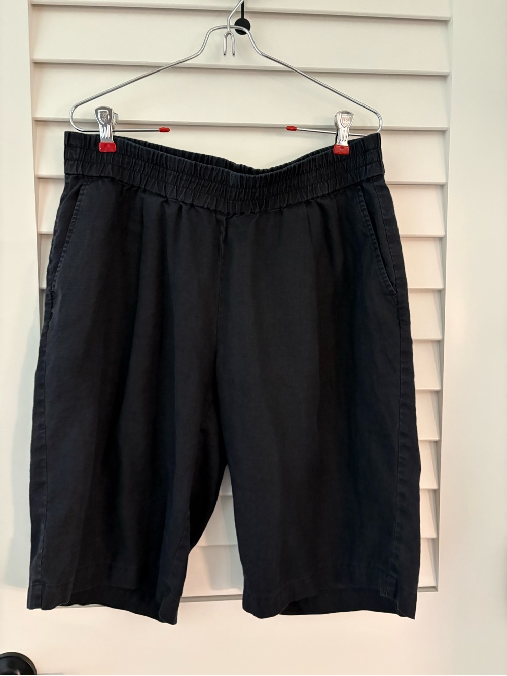 Eileen Fisher Black Flat-Front Relaxed Shorts